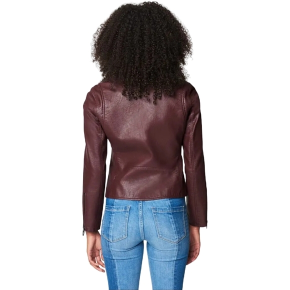 BLANK NYC MOTO JACKET VEGAN LEATHER RUM RASIN SZ LARGE Great Condition! - Picture 2 of 15